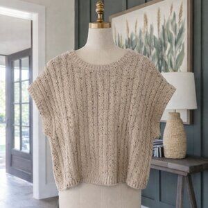 Sadie & Sage Anthropologie Ladies Medium Cable Knit Cropped Sleeve Sweater